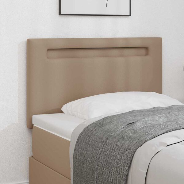 vidaXL LED Headboard Cappuccino 90 cm Faux Leather