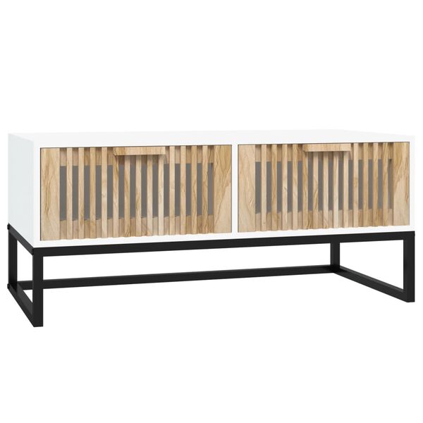 vidaXL Coffee Table White 80x40x35 cm Engineered Wood and Iron