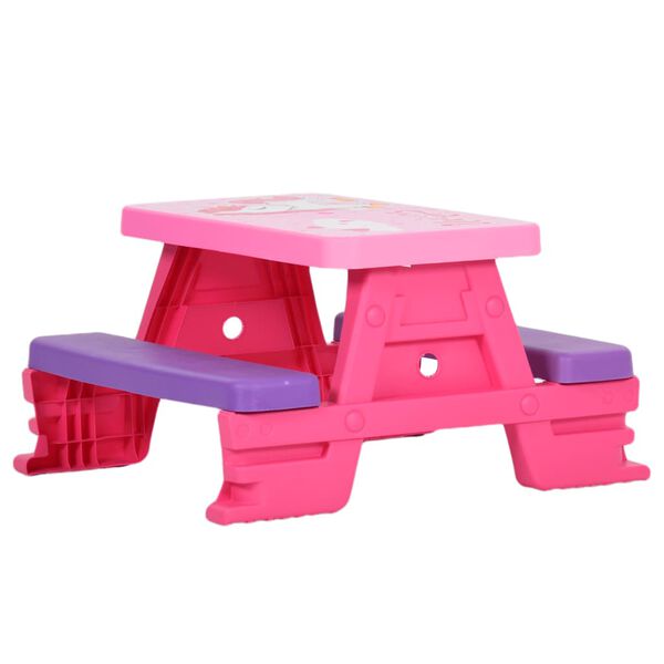 vidaXL Kids Picnic Table with Benches 79x69x42 cm Pink