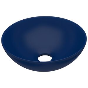 vidaXL Bathroom Sink Ceramic Dark Blue Round