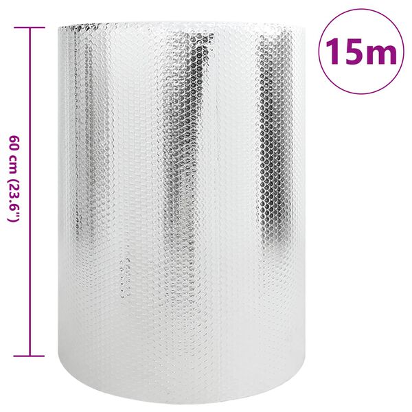 vidaXL Radiator Heat Reflector Silver 0.6 x 15 m Aluminium