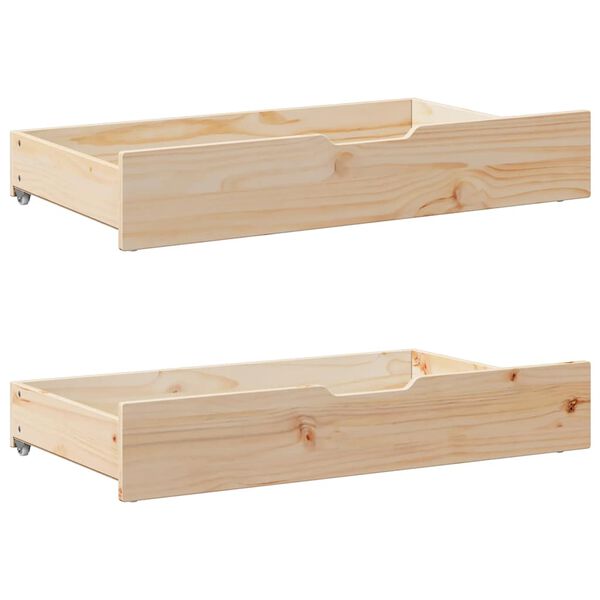 vidaXL Under-Bed Drawers with Wheels 2 pcs 95x55x17 cm Solid Wood Pine