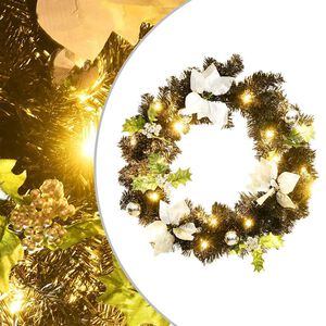 vidaXL Christmas Wreath with LED Lights Black 60 cm PVC