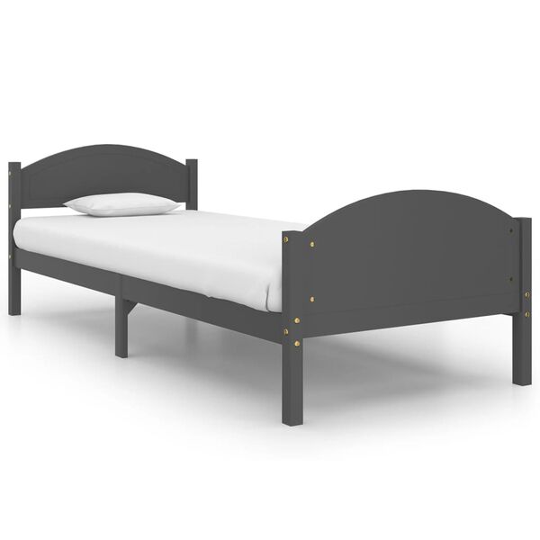 vidaXL Bed Frame without Mattress Dark Grey Solid Pine Wood 100x200cm