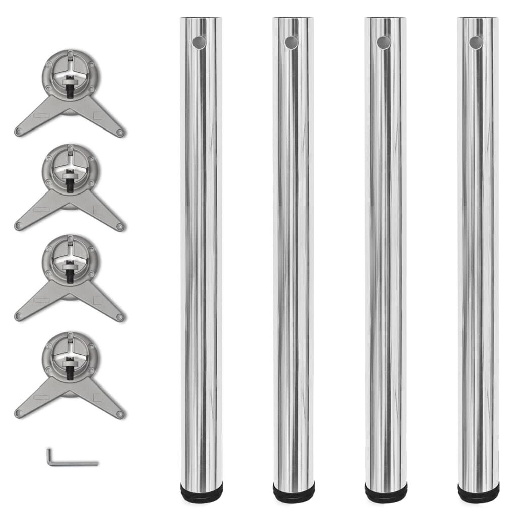 4 Height Adjustable Table Legs Chrome 710 mm vidaXL