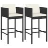 vidaXL 3 Piece Garden Bar Set with Cushions Black Poly Rattan