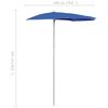 vidaXL Garden Half Parasol with Pole 180x90 cm Azure Blue