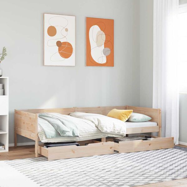 vidaXL Daybed with Drawers without Mattress 80x200 cm Solid Wood