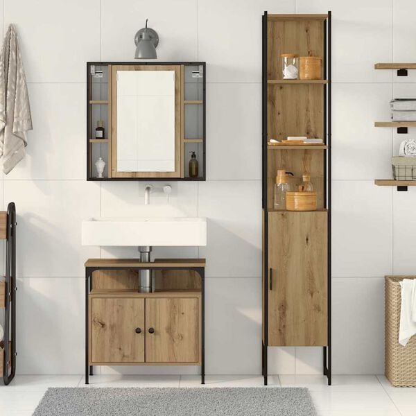 vidaXL Bathroom Furniture Set 3 pcs Artisan Oak Engineered Wood