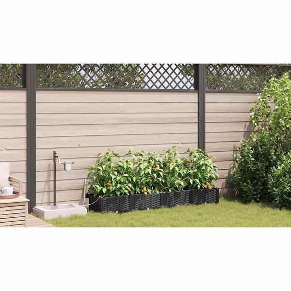 vidaXL Garden Planter 4 pcs Black Steel