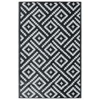 vidaXL Outdoor Carpet White and Black 190x290 cm PP