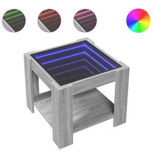 vidaXL Coffee Table with LED Grey Sonoma 53x53x45 cm Engineered Wood