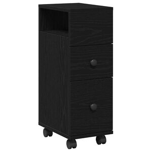 vidaXL Bathroom Furniture Set with Wheel Black Oak 33 x 23 x 65 cm