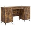 vidaXL Desk with Shelf Smoked Oak 142.5 x 50 x 75 cm Engineered Wood