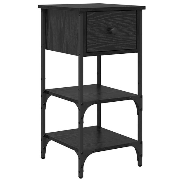 vidaXL Bedside Cabinet Black Oak 33.5 x 36 x 70 cm Solid Reclaim Wood