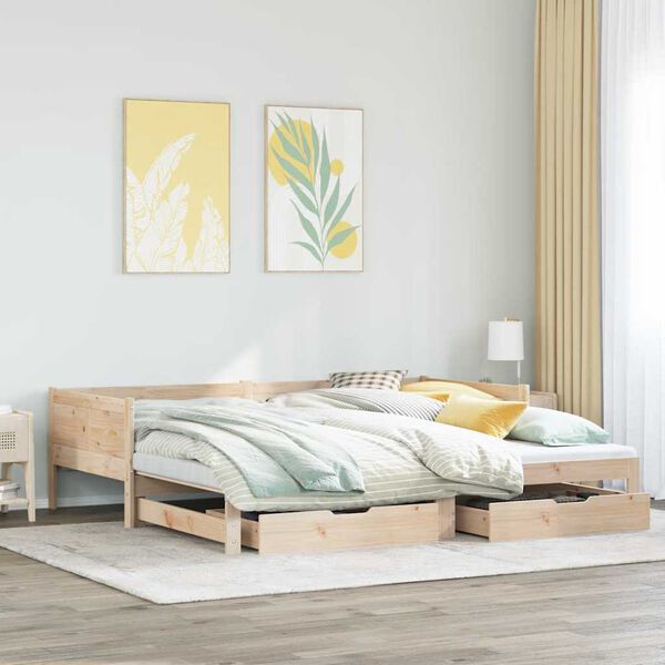 vidaXL Daybed with Trundle and Drawers without Mattress 90x190 cm Single
