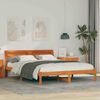 vidaXL Bed Frame with Headboard Wax Brown 140 x 200 cm Solid Pine Wood