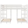 vidaXL Triple Bunk Bed Frame White 140 x 200 cm Solid Pine Wood