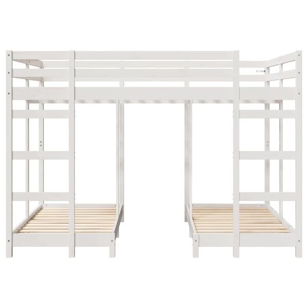 vidaXL Triple Bunk Bed Frame White 140 x 200 cm Solid Pine Wood