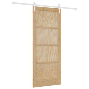 vidaXL Sliding Door 86 x 211 cm Solid Pine Wood Natural and White