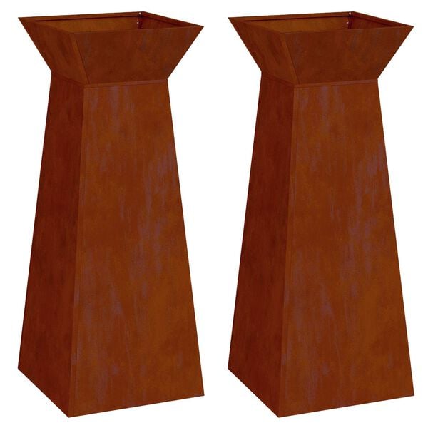 vidaXL Pillar Planter 2 pcs Silver 40 x 40 x 100 cm Weathering Steel