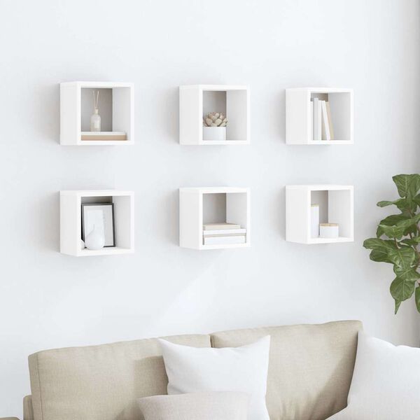 vidaXL Wall Cube Shelves 6 pcs White 22x15x22 cm