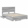 vidaXL Bed Frame with Drawer Grey Sonoma 150 x 200 cm Engineered Wood