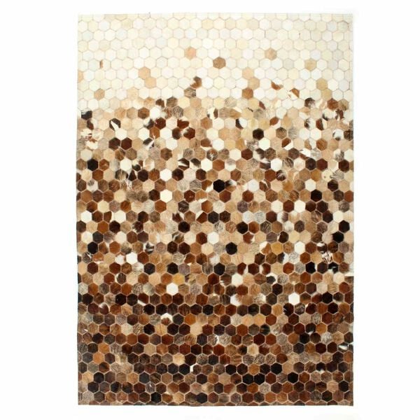 vidaXL Leather Rug Patchwork Cowhide Brown 170 x 120 cm Leather