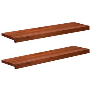 vidaXL Stair Treads 2 pcs 100 x 25 x 2 cm Brown Solid Beech Wood