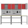 vidaXL Work Cabinet Set with Shelf with Storage 10 pcs Red and Grey