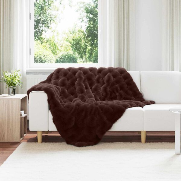 vidaXL Faux Rabbit Fur Blanket 4 pcs Camel 130 x 150 cm Polyester