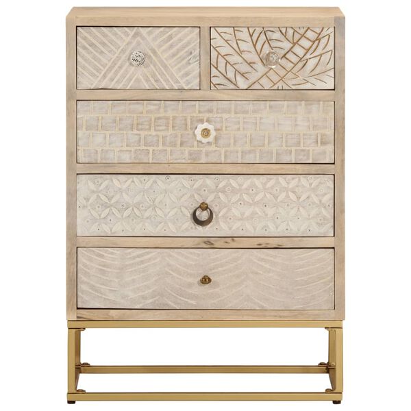 vidaXL Chest of Drawers 55x30x76 cm Solid Wood Mango and Iron