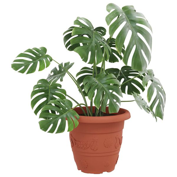 vidaXL Round Flower Pot 6 pcs Brick Red &Oslash; 39 x 32 cm Plastic