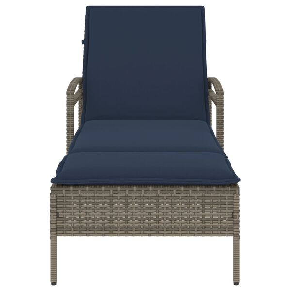 vidaXL | Sun Lounger | Reclining Grey 63 x 200 x 81 cm Poly rattan