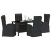 vidaXL Garden Dining Set with Cushion 5 pcs Black Poly rattan
