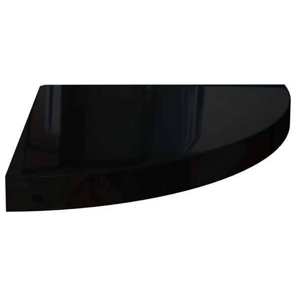 vidaXL Floating Corner Shelf High Gloss Black 35x35x3.8 cm MDF