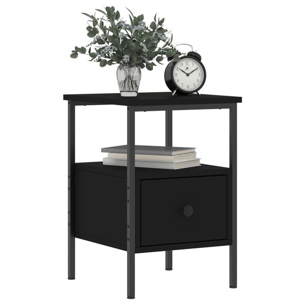 vidaXL Bedside Cabinet Black 34x36x50 cm Engineered Wood