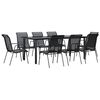 vidaXL 9 Piece Garden Dining Set Black Steel and Textilene