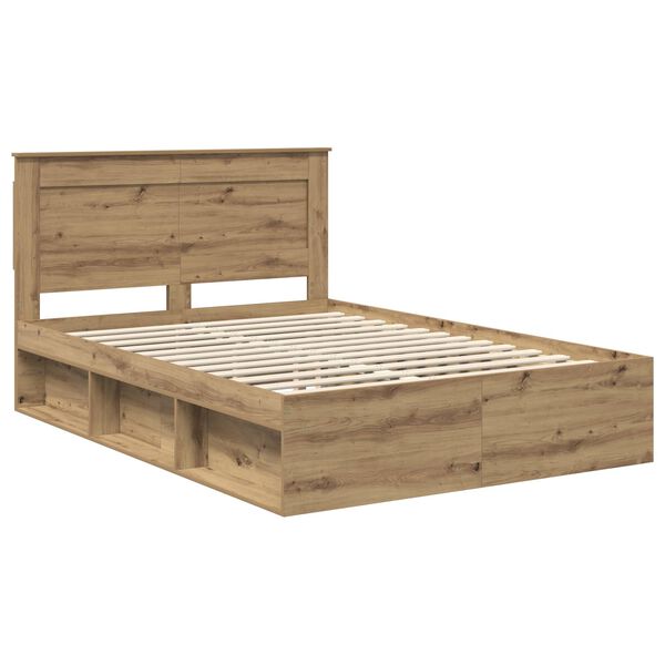 vidaXL Bed Frame Artisian Oak 140 x 200 cm Solid Pine Wood
