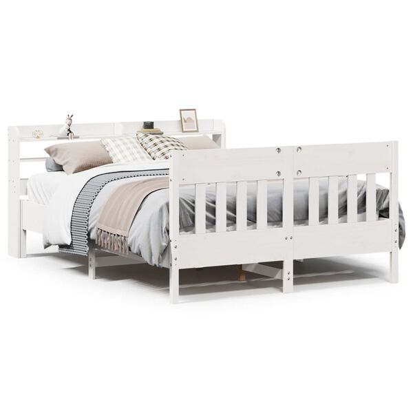 vidaXL Bed Frame without Mattress White 120x190 cm Small Double Solid Wood Pine