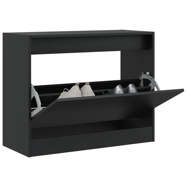 vidaXL Shoe Cabinet Black 80x34x63 cm Engineered Wood