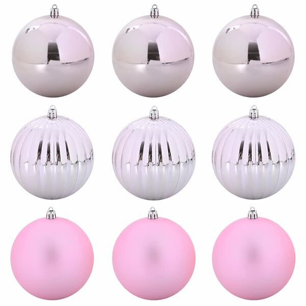 vidaXL Christmas Bauble Set 9 pcs Pink Plastic