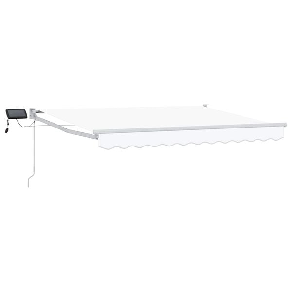 vidaXL Manual Retractable Awning with LEDs White 3 x 2.5 m
