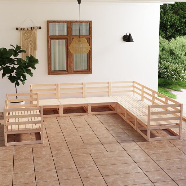 vidaXL 9 Piece Garden Lounge Set Solid Wood Pine