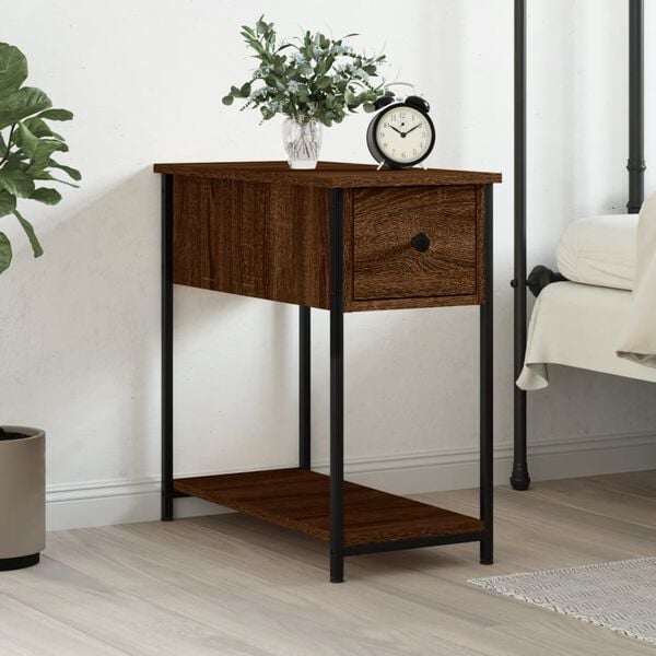 vidaXL Bedside Cabinet Brown Oak 30x60x60 cm Engineered Wood