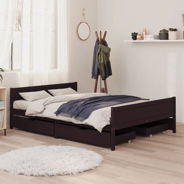 vidaXL Bed Frame without Mattress Dark Brown 160x200 cm Solid Wood