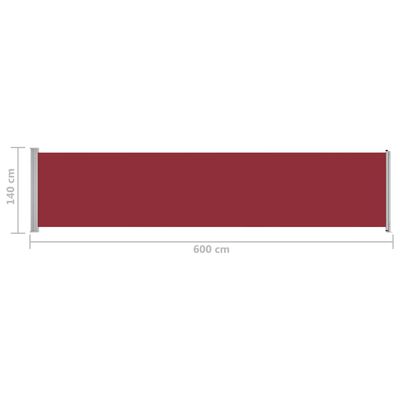 vidaXL Patio Retractable Side Awning 140x600 cm Red