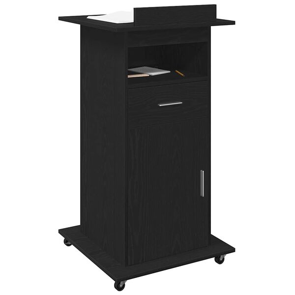 vidaXL Podium with Drawer Black Oak 55 x 55 x 107 cm Engineered Wood