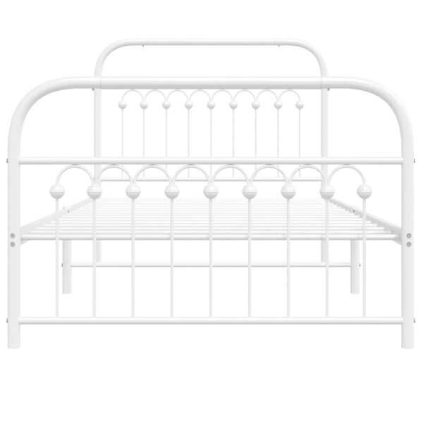 vidaXL Metal Bed Frame without Mattress with Footboard White 100x200cm
