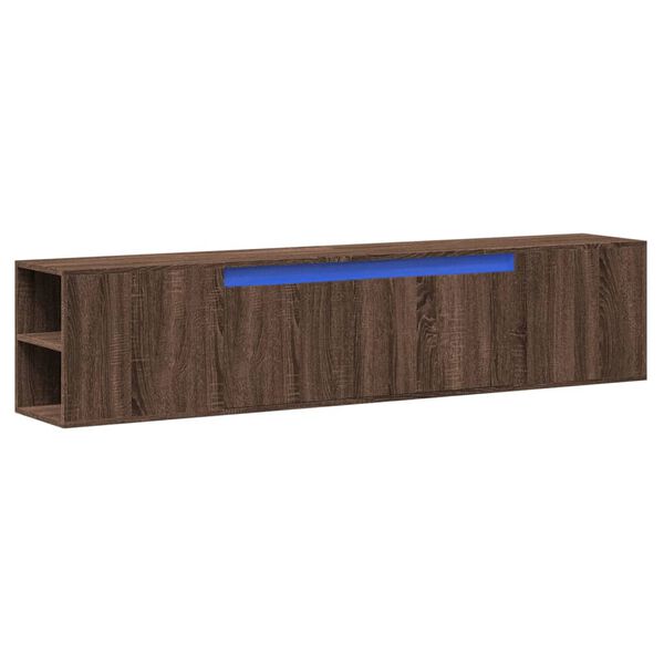 vidaXL TV Wall Cabinet with LED Brown Oak 180x31x39.5 cm